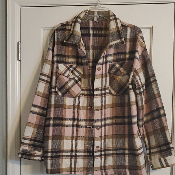 Plaid Button-Up Womens Shacket XL - Picture 1 of 4
